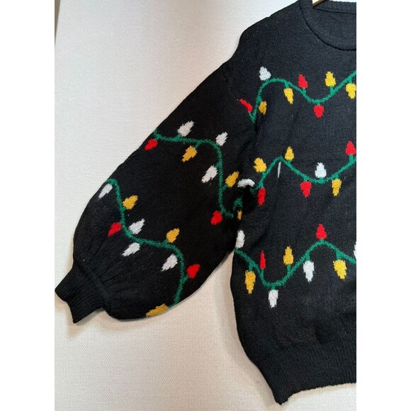 Chicwish Christmas Lights Holiday Sweater Black Multicolor Pullover Womens - Picture 4 of 10